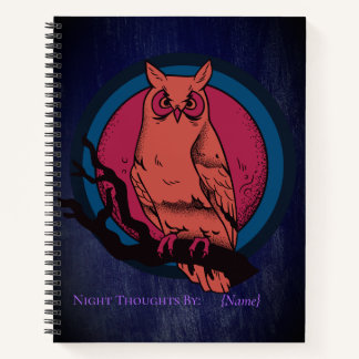 Retro-Gotischer Nachtkauz-Mond-Spiralblock Notizbuch