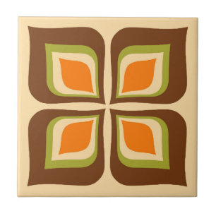 Retro Gradient Autumn Leaves Muster Fliese