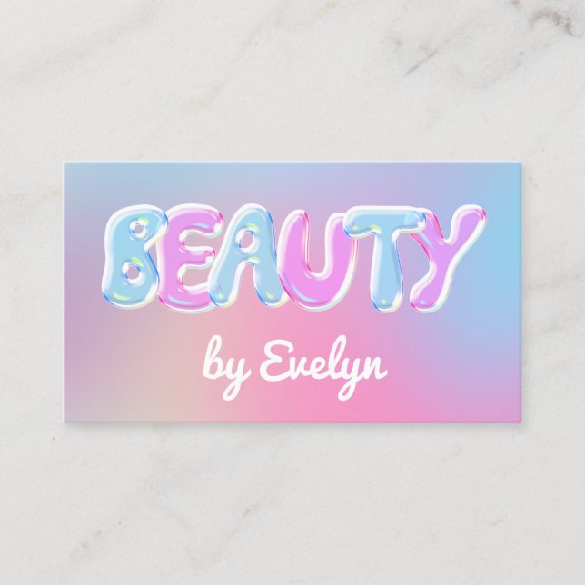 Retro Gradient Bubbles Beauty Business Card Visitenkarte (Vorderseite)