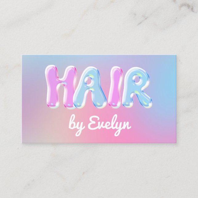 Retro Gradient Bubbles Hair Business Card Visitenkarte (Vorderseite)