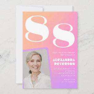 Retro Gradient Pink 88. Geburtstag Einladung