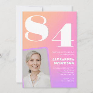 Retro-Gradient Rosa 84. Geburtstag Einladung