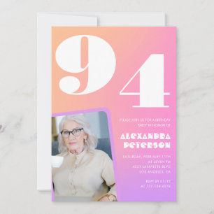 Retro-Gradient Rosa 94. Geburtstag Einladung