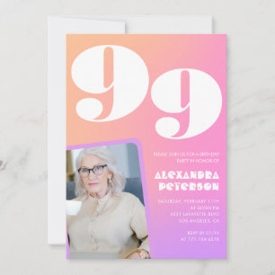 Retro-Gradient-Rosa 99. Geburtstag Einladung