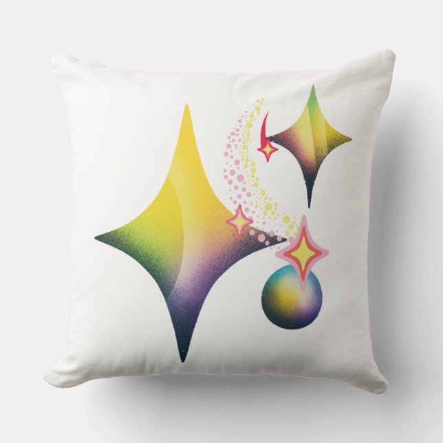 Retro-Gradient-Sparkles Kosmischer Vektor Kissen (Vorderseite)
