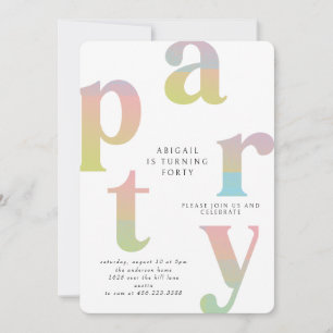 Retro Gradient Woman White Birthday Party Einladung