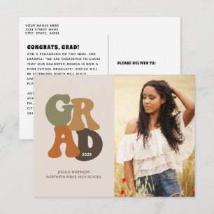 Retro Graduate 1970s Vintage Graduation Postkarte