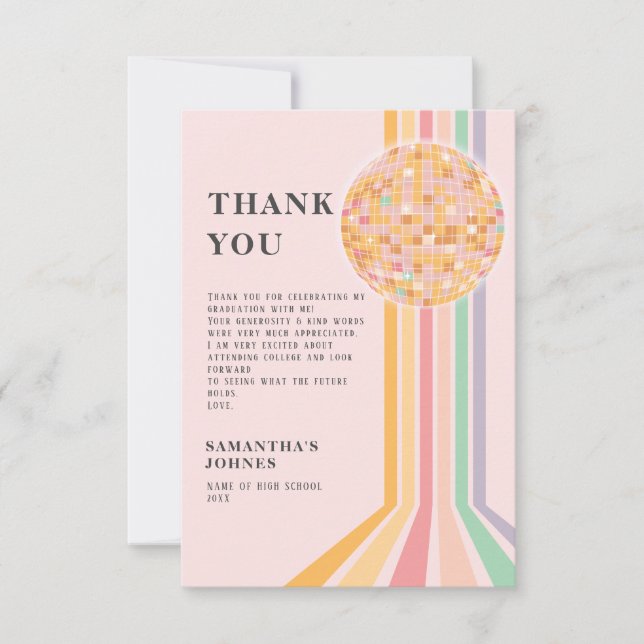 Retro Graduierungsparty Dankeskarte (Vorderseite)