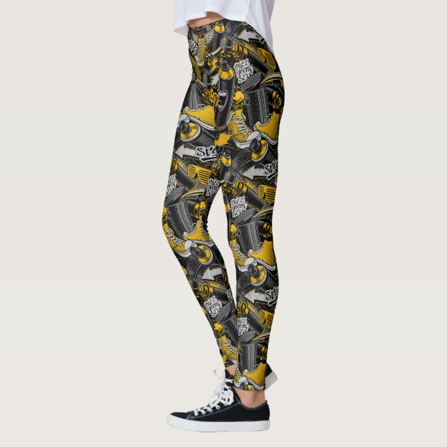 Retro Graffiti Urban Street Pattern Leggings (Links)