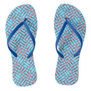 Retro-Grafik in Rot und Blau Flip Flops