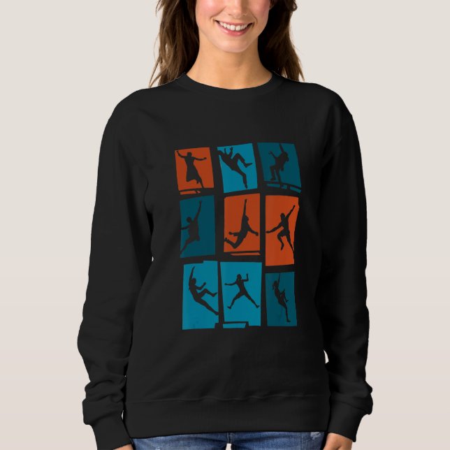Retro Grafik Kletter Bouldering Felsenkletterer Mo Sweatshirt (Vorderseite)