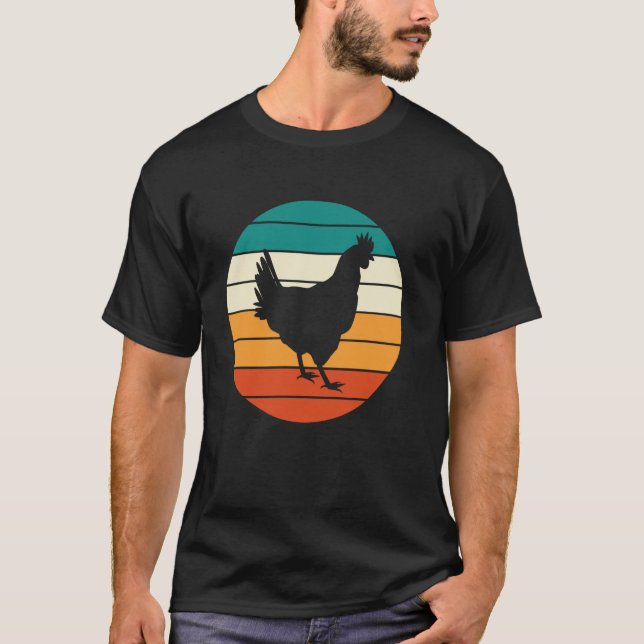 Retro-Grafik mit Huhn T-Shirt (Vorderseite)
