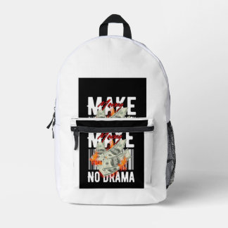Retro-Grafik-Rucksack 'Make No Drama' Bedruckter Rucksack