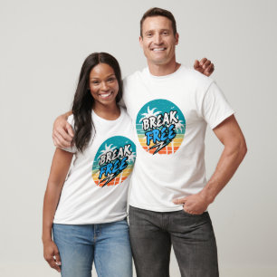Retro Grafik-T-Shirt "Befreie dich" T-Shirt