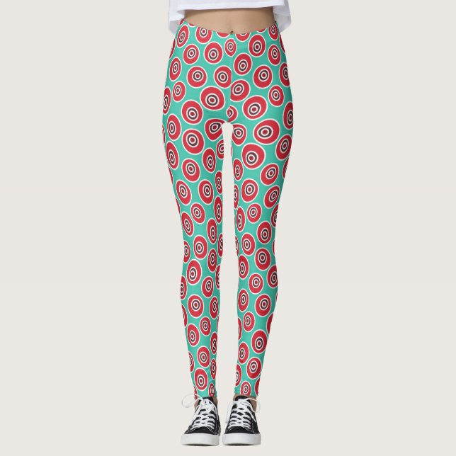 Retro Grafikdesign-Muster Leggings (Vorderseite)