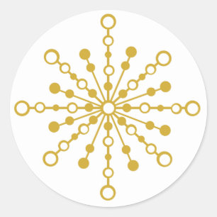 Retro grafische goldene Schneeflocke Runder Aufkleber