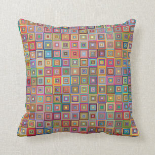 Retro grafischer Quadrat-Entwurf Kissen