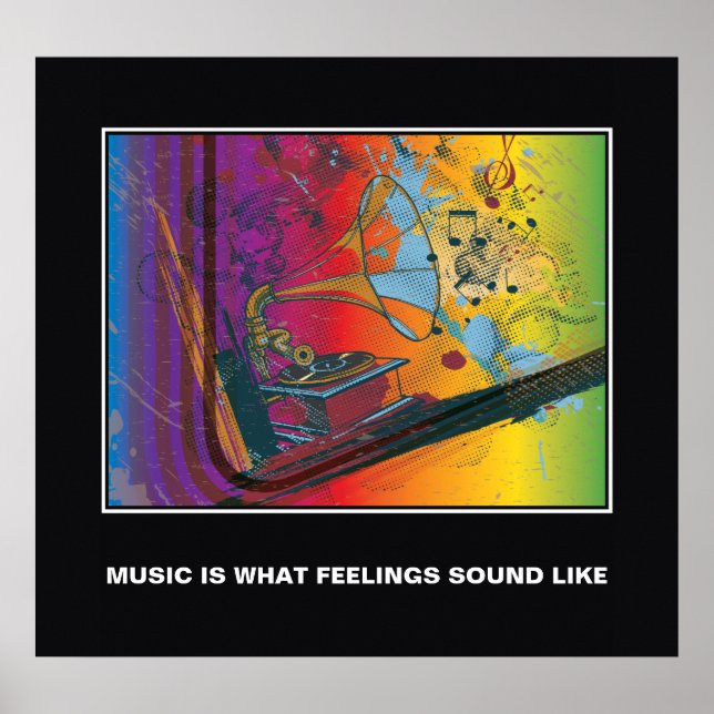 Retro Grammophon Music Zitat motivierend Poster (Vorne)