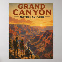 Retro Grand Canyon National Park WPA Stil Wandern