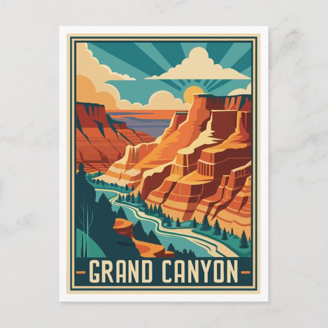 Retro Grand Canyon Nationalpark Postkarte (Vorderseite)