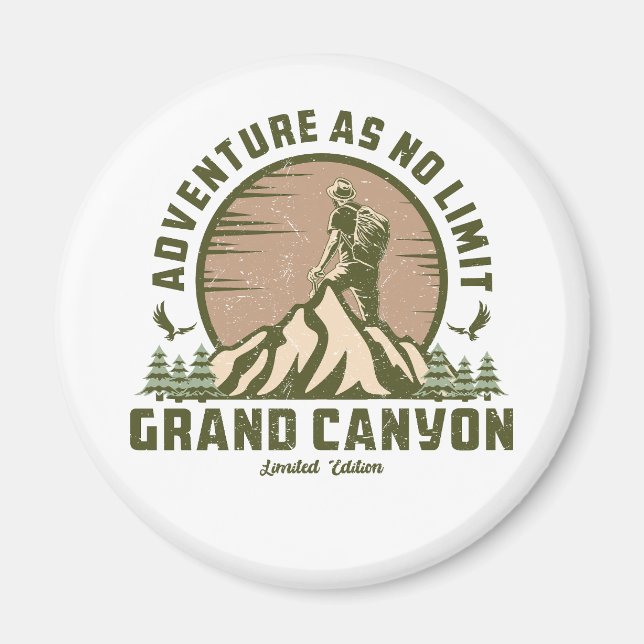Retro Grand Canyon Wandern Magnet (Vorne)