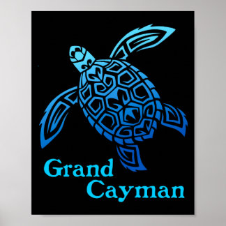 Retro Grand Cayman Inseln Meeresschildkröte tribal Poster