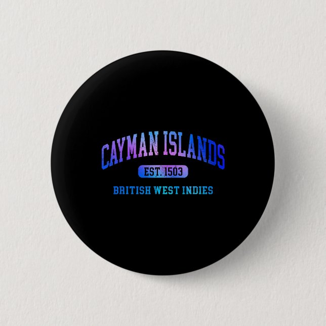 Retro Grand Cayman Islands Farbige Architektur Tex Button (Vorderseite)