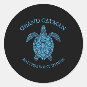 Retro Grand Cayman Islands Meeresschildkröte Grafi Runder Aufkleber
