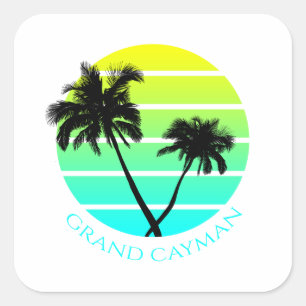 Retro Grand Cayman Islands Quadratischer Aufkleber
