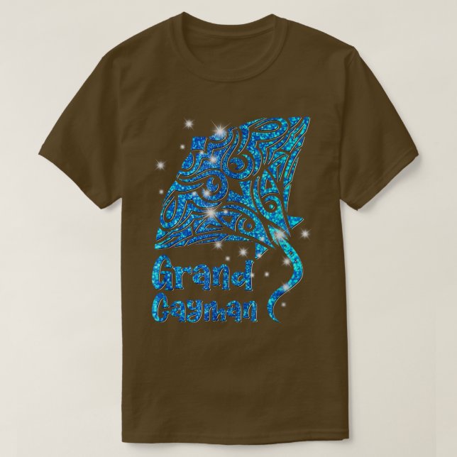 Retro Grand Cayman Islands Tribal Stingray Sea Ray T-Shirt (Design vorne)