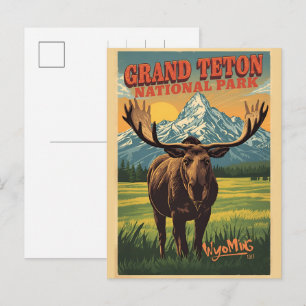 Retro Grand Teton Nationalpark Wyoming Vintage Feiertagspostkarte