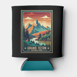 Retro Grand Teton Wandern T - Shirt Dosenkühler