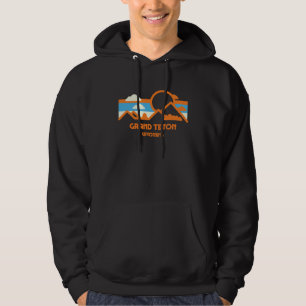 Retro Grand Teton Wyoming Gebirgslandschaft Sonnen Hoodie