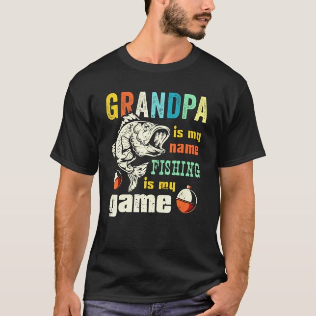 Retro Grandpa Bass Fisherman Bass Fischen Großfett T-Shirt (Vorderseite)