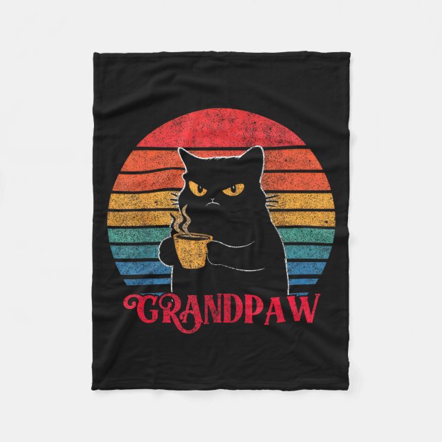 Retro Grandpaw Funny Sarcastic Cat Lover Quote Gra Fleecedecke (Vorderseite)