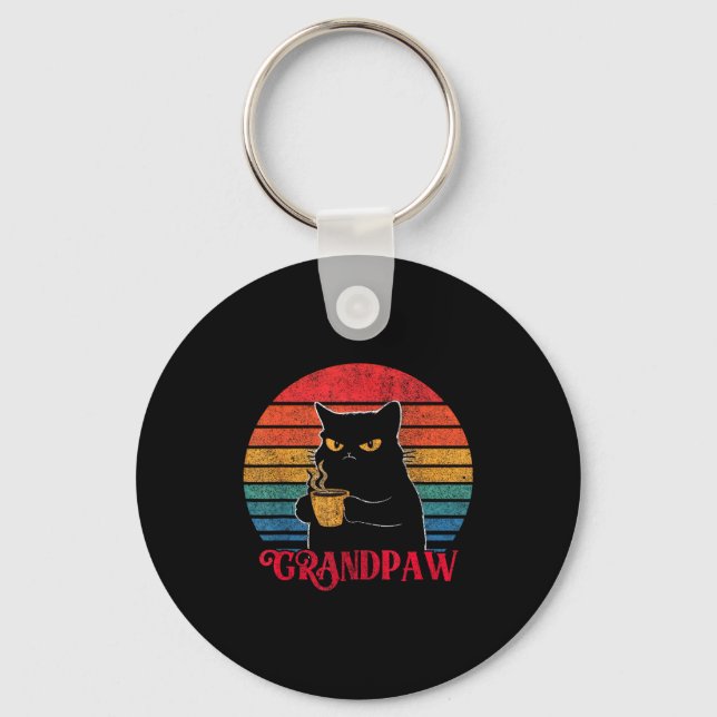 Retro Grandpaw Funny Sarcastic Cat Lover Quote Gra Schlüsselanhänger (Vorderseite)