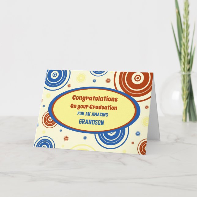 Retro Grandson Herzlichen Glückwunsch Abschluss Karte (Vorderseite)