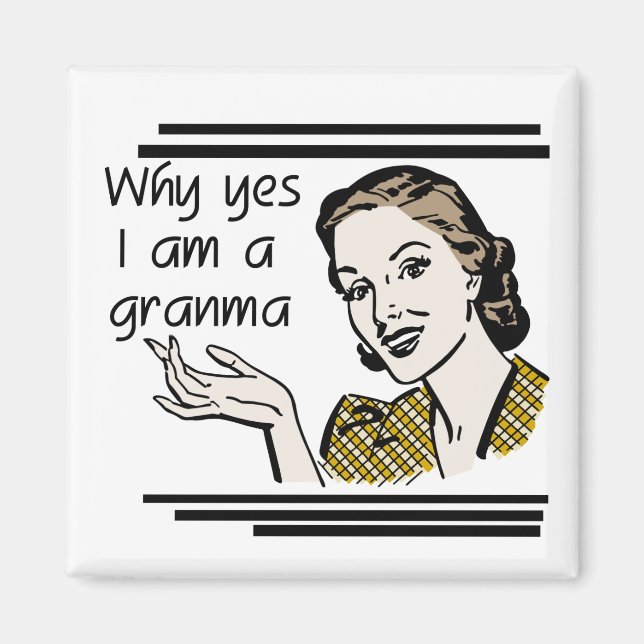 Retro Granma T - Shirts und Geschenke Magnet (Vorne)