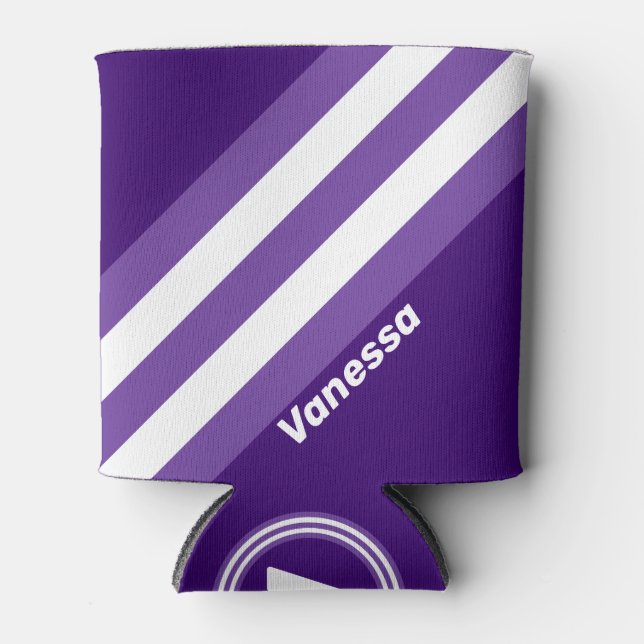 Retro Grapevine Groove Streifen mit Namen Dosenkühler (Vorderseite)