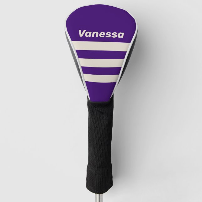 Retro Grapevine Three Across Striping with Name Golf Headcover (Vorderseite)