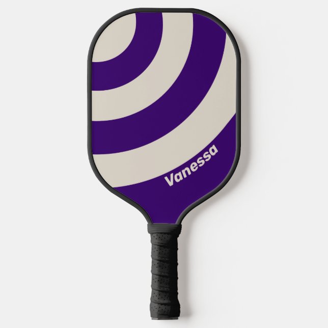 Retro Grapevine Three Circle Streifen mit Name Pickleball Schläger (Vorderseite)