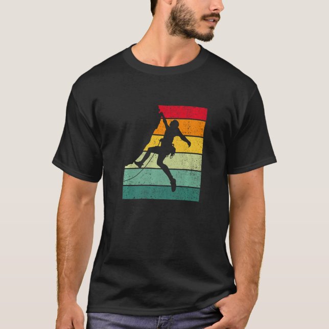 Retro Graphic Climbing Bouldering Rock Climber Mou T-Shirt (Vorderseite)