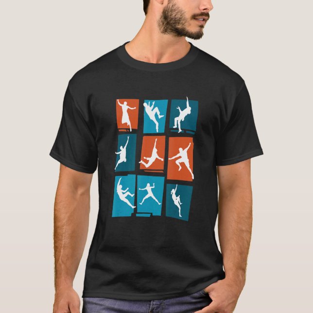 Retro Graphic Climbing Bouldering Rock Climber Mou T-Shirt (Vorderseite)