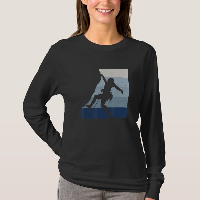 Retro Graphic Climbing Bouldering Rock Climber Mou T-Shirt (Vorderseite)