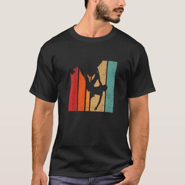 Retro Graphic Climbing Bouldering Rock Climber Mou T-Shirt (Vorderseite)
