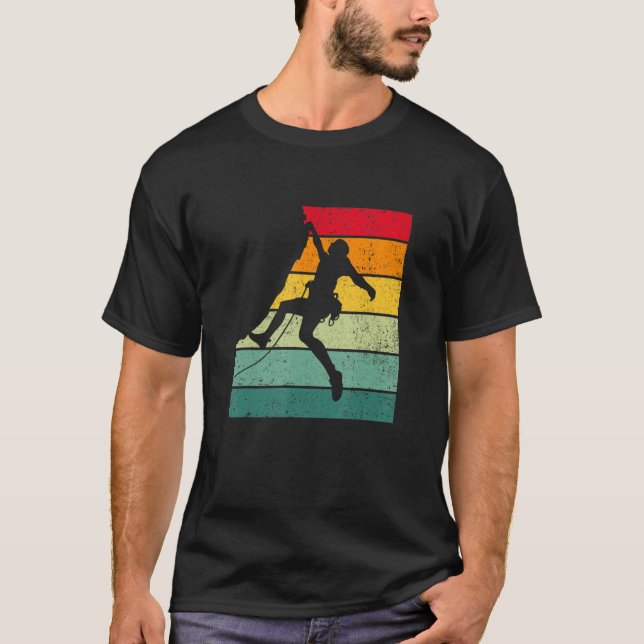 Retro Graphic Climbing Bouldering Rock Climber Mou T-Shirt (Vorderseite)