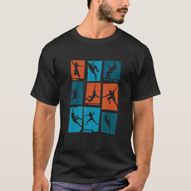 Retro Graphic Climbing Bouldering Rock Climber Mou T-Shirt (Vorderseite)