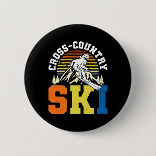 Retro Graphic Cross Country Ski Winter Sports B Button