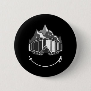 Retro Graphic Cross Country Ski Winter Sports B Button