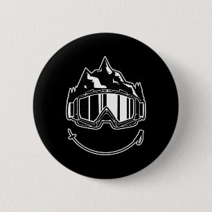 Retro Graphic Cross Country Ski Winter Sports B Button